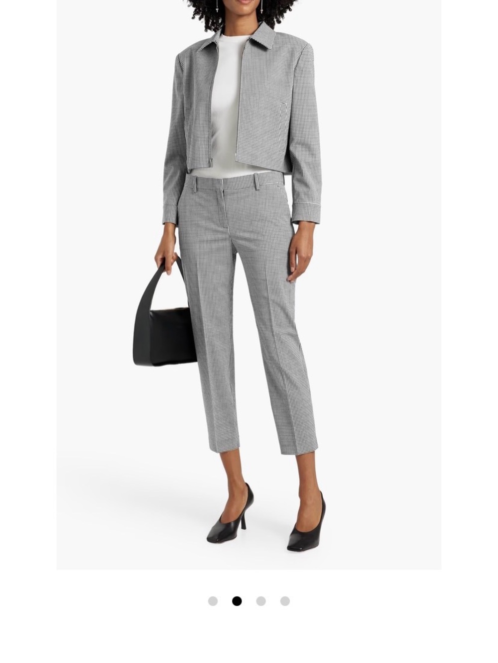 Theory Micro Check Pattern Wool Blend Crop Trousers